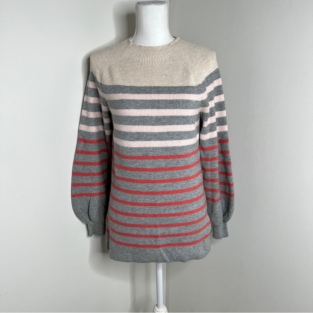 Ann Taylor Loft Striped Balloon Sleeve Knit Tunic Sweater S